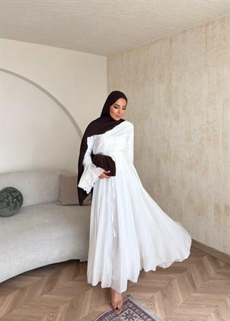 HR-0798H&R ButikTB - Erwa Kolu ıspanyol Elbise Beyaz