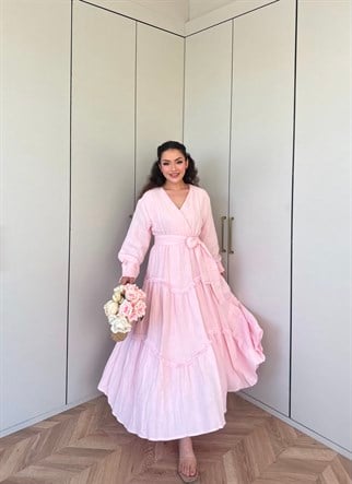 HR-0934H&R ButikTB - Püskül Detaylı Elbise Pembe