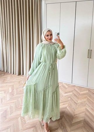 HR-1288H&R ButikTB - Ülama Modal Elbise Yeşil