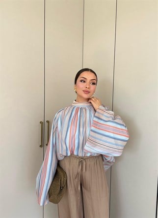 HR-1488H&R Butik0011- Arlina Gömlek Mavi