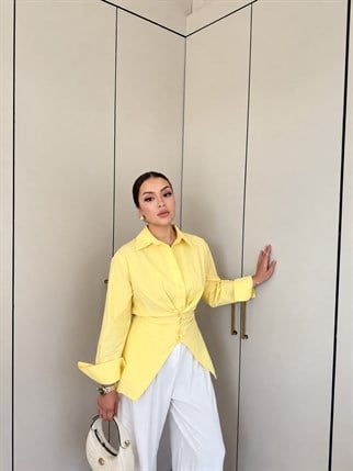 HR-1481H&R ButikDuq- Gişa Ön Düğmeli Gömlek Sarı