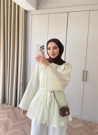 HR-0548H&R ButikHen- Eda Piliseli Gömlek Krem