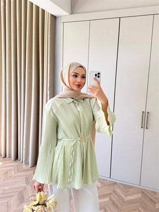 HR-0548H&R ButikHen- Eda Piliseli Gömlek Yeşil