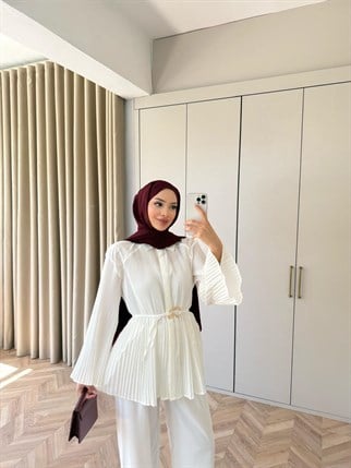 HR-0548H&R ButikHen- Eda Piliseli Gömlek Ekru