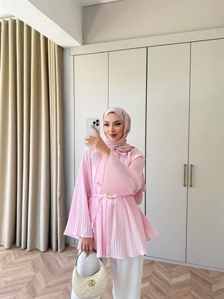 HR-0548H&R ButikHen- Eda Piliseli Gömlek Pembe