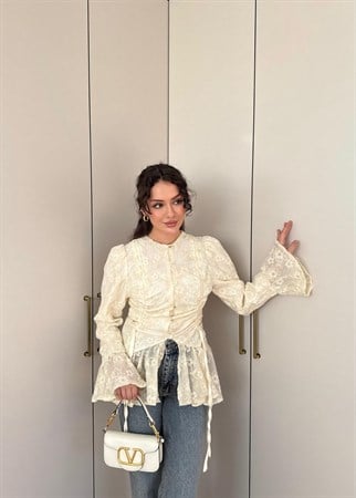 HR-0761H&R ButikHot- Belan Fisto Gömlek Ekru