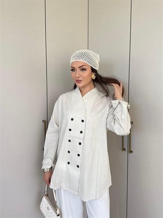 HR-1058H&R ButikHot- Ela Ön Düğmeli Gömlek Açık Bej
