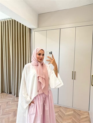 HR-1409H&R ButikTB4506- Gale Midi Modal Tunik Beyaz