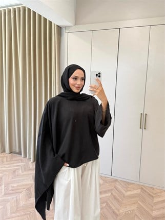 HR-1408H&R ButikTB4506- Gale Midi Modal Tunik Siyah