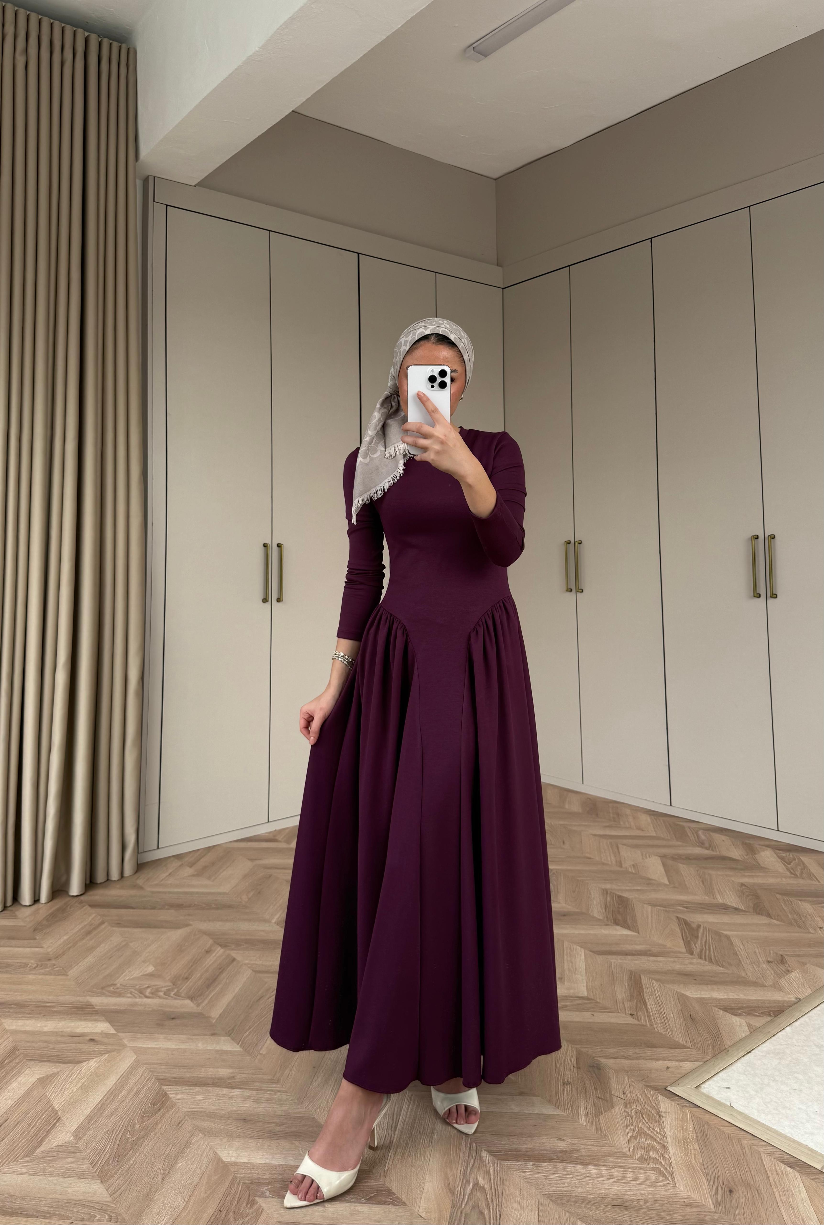 ELBSE-01H&R ButikDila Elbise Bordo