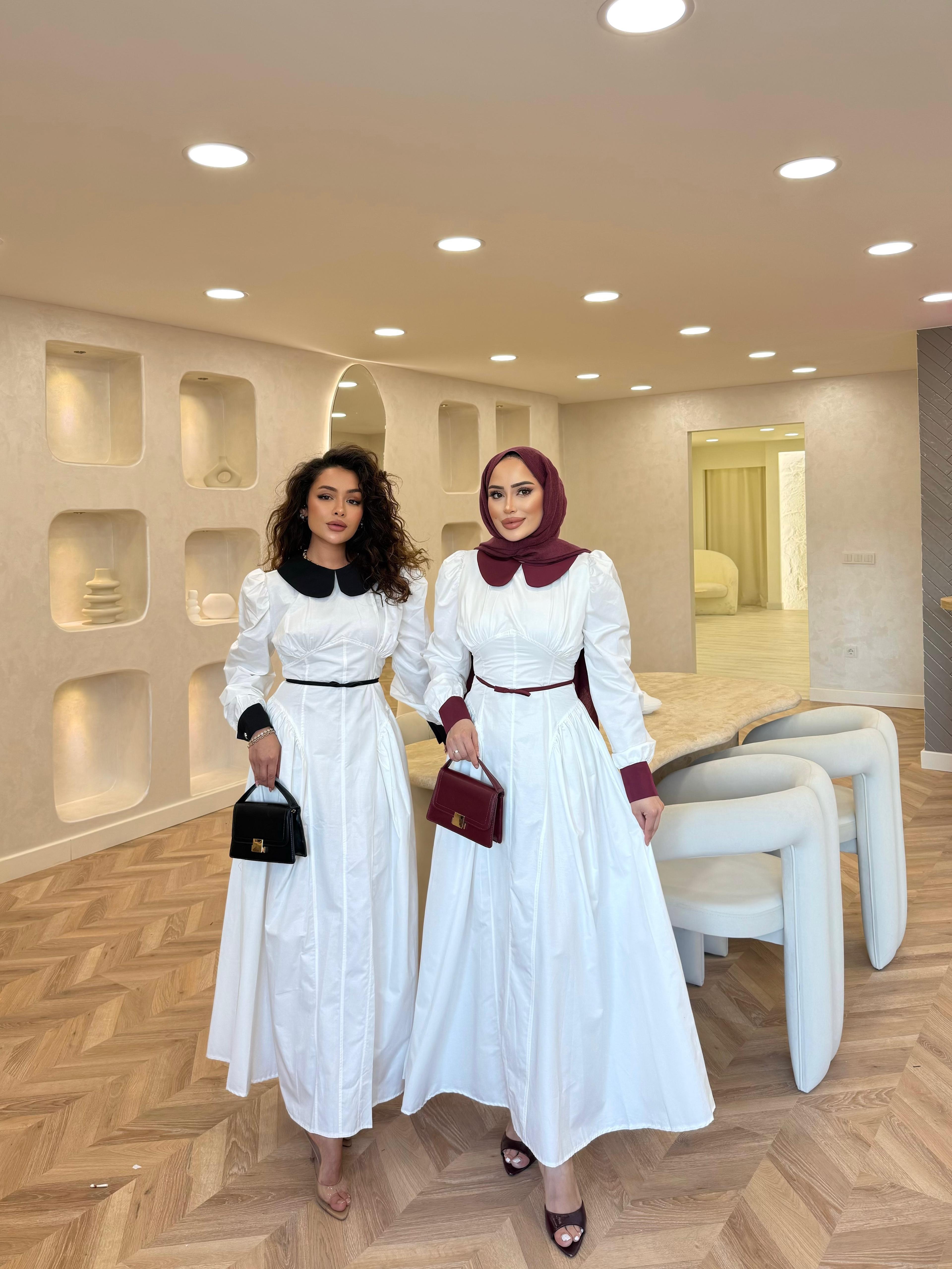 elbs-1703H&R ButikDua Yaka Detaylı Elbise Bordo