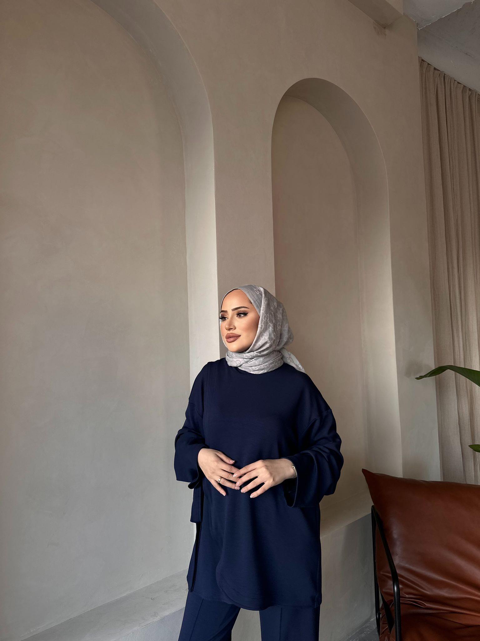 TAKM-1702H&R ButikYan Bağcıklı Oysh Takım Lacivert