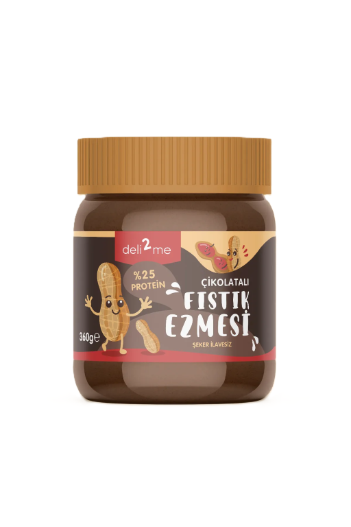 DELİ2ME ŞEKERSİZ ÇİKOLATA FISTIK EZMESİ 360 GR