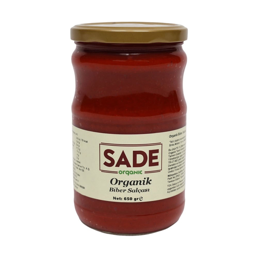 SADE ORGANİK BİBER SALÇASI 610 GR