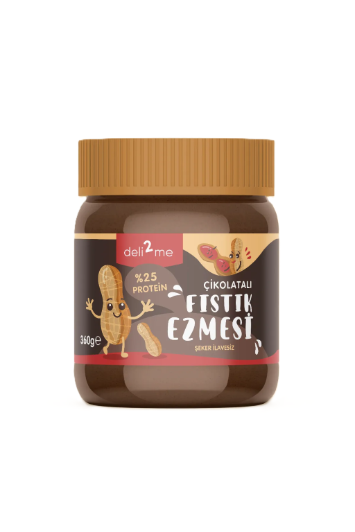DELİ2ME ŞEKERSİZ ÇİKOLATA FISTIK EZMESİ 360 GR