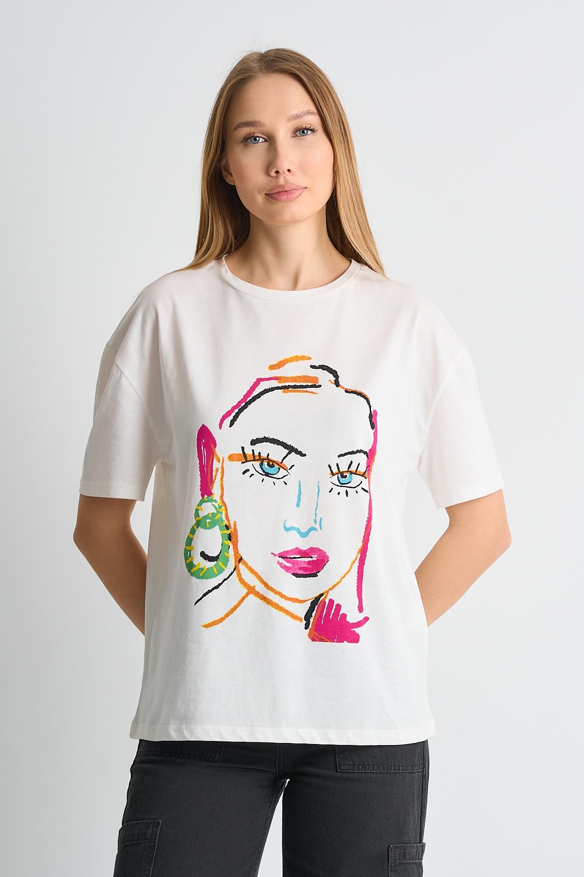 ALEXANDERGARDI Baskılı Bisiklet Yaka Kadın T-shirt