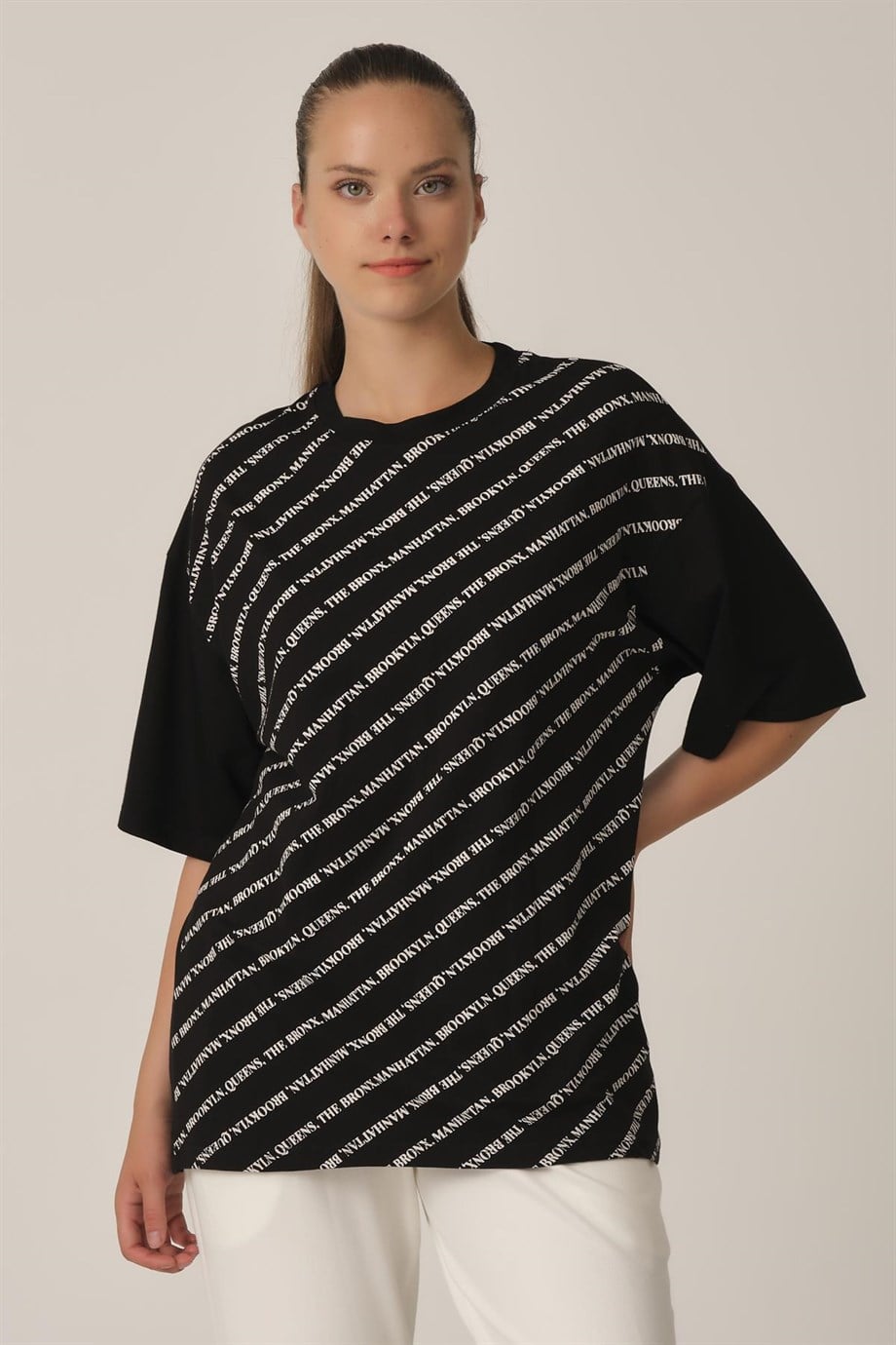 ALEXANDERGARDI BASKILI OVERSİZE T-SHİRT (UN-70417)