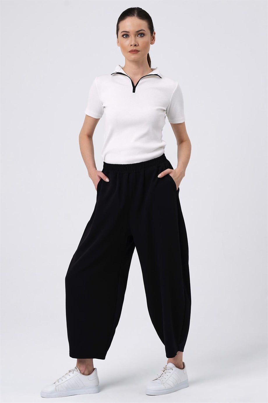 ALEXANDERGARDI BELİ LASTİKLİ BOL PAÇA PANTOLON (B22-14500)