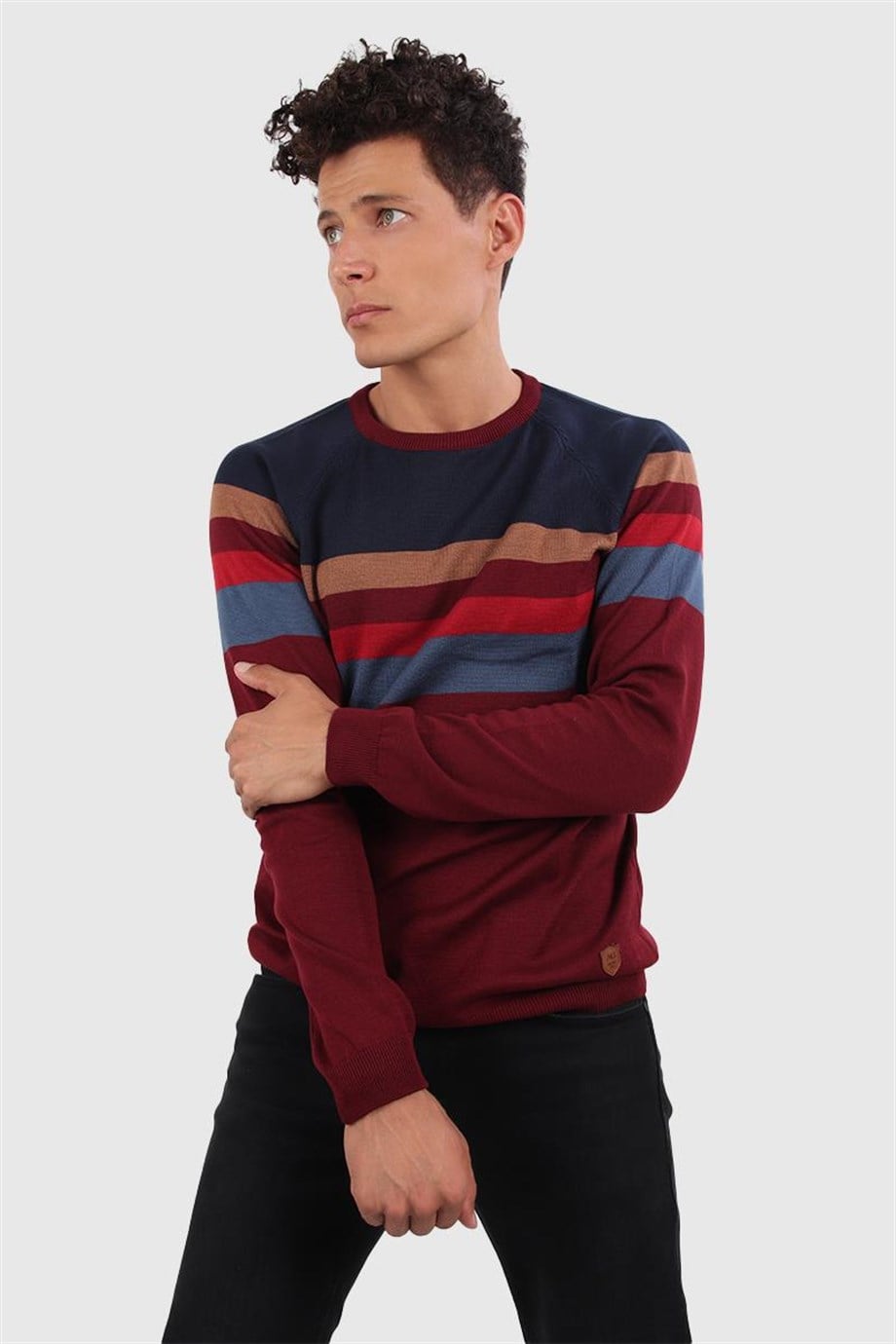 ALEXANDERGARDI BİSİKLET YAKA ÇİZGİLİ KAZAK (E20-5105)