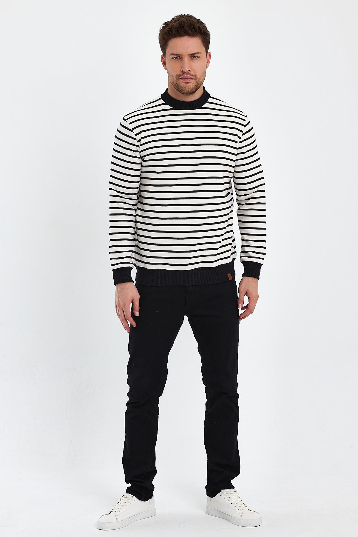 ALEXANDERGARDI BİSİKLET YAKA ÇİZGİLİ SWEATSHİRT(E23-761A-ERK)