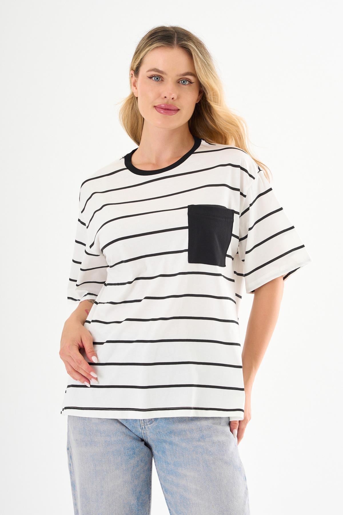 ALEXANDERGARDI Cep Detaylı Çizgili T-shirt
