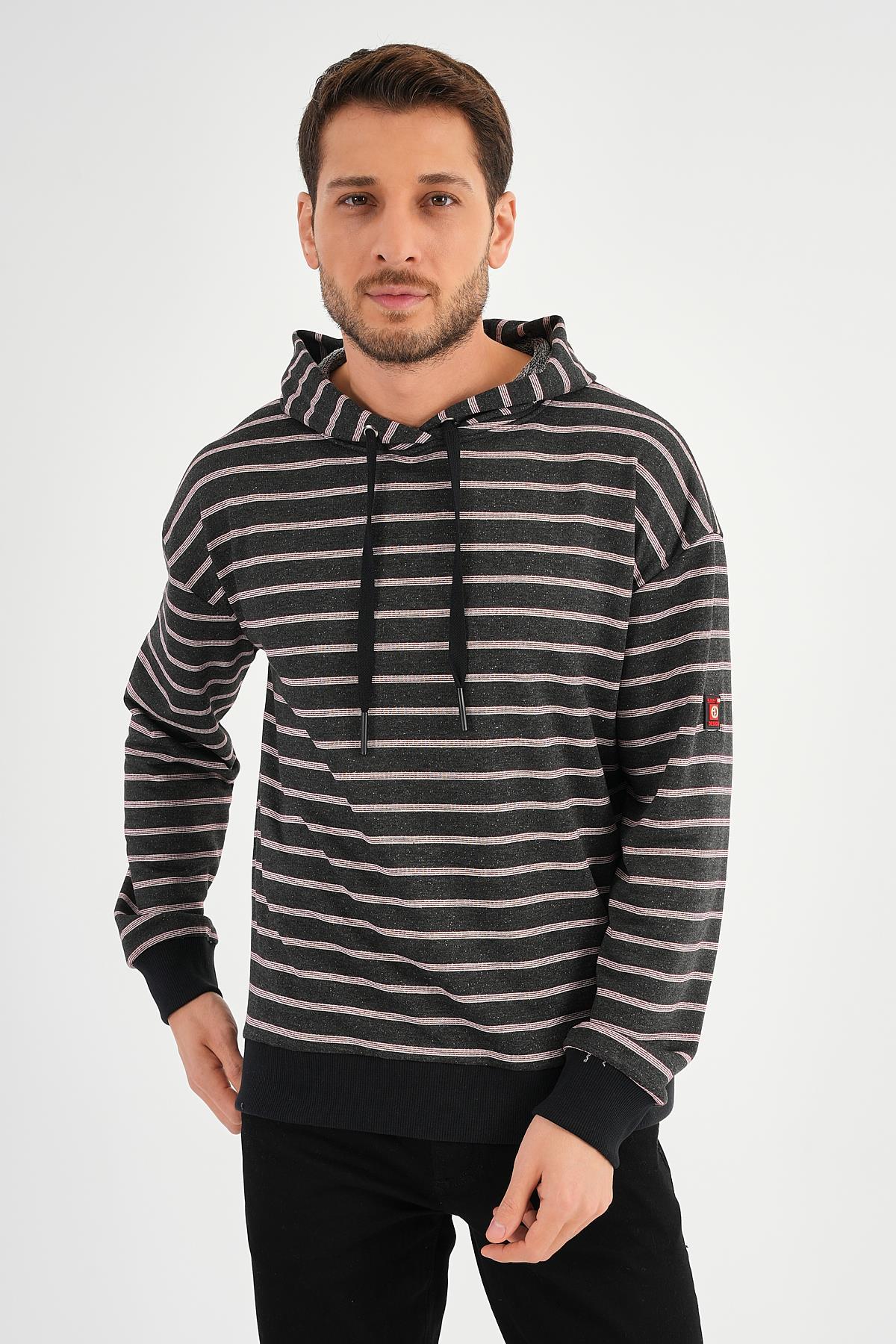 ALEXANDERGARDI ÇİZGİLİ KAPÜŞONLU SWEATSHIRT (UNX-00242)