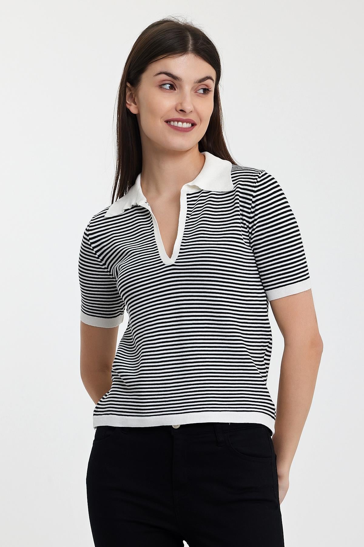 ALEXANDERGARDI ÇİZGİLİ POLO YAKA TRİKO KAZAK(A91915-S)