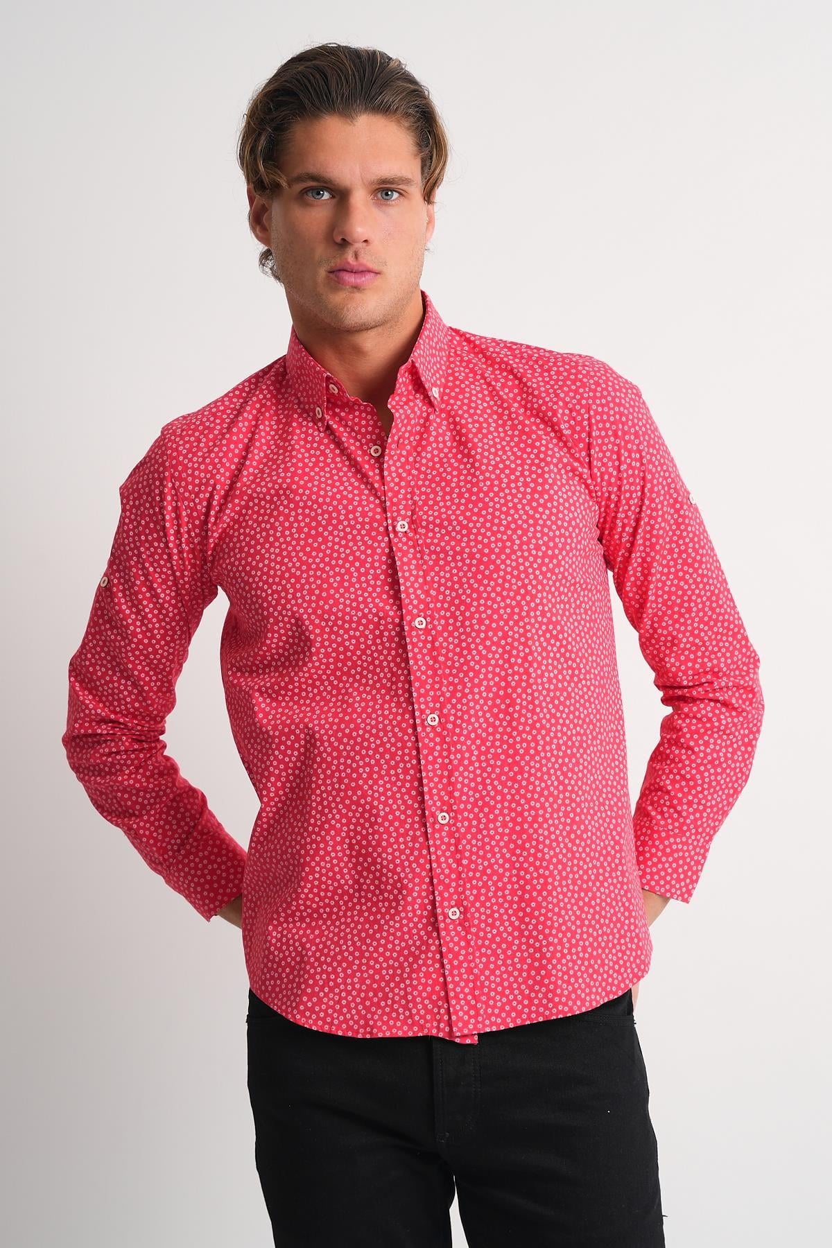 ALEXANDERGARDI Desenli Slim Fit Erkek Gömlek
