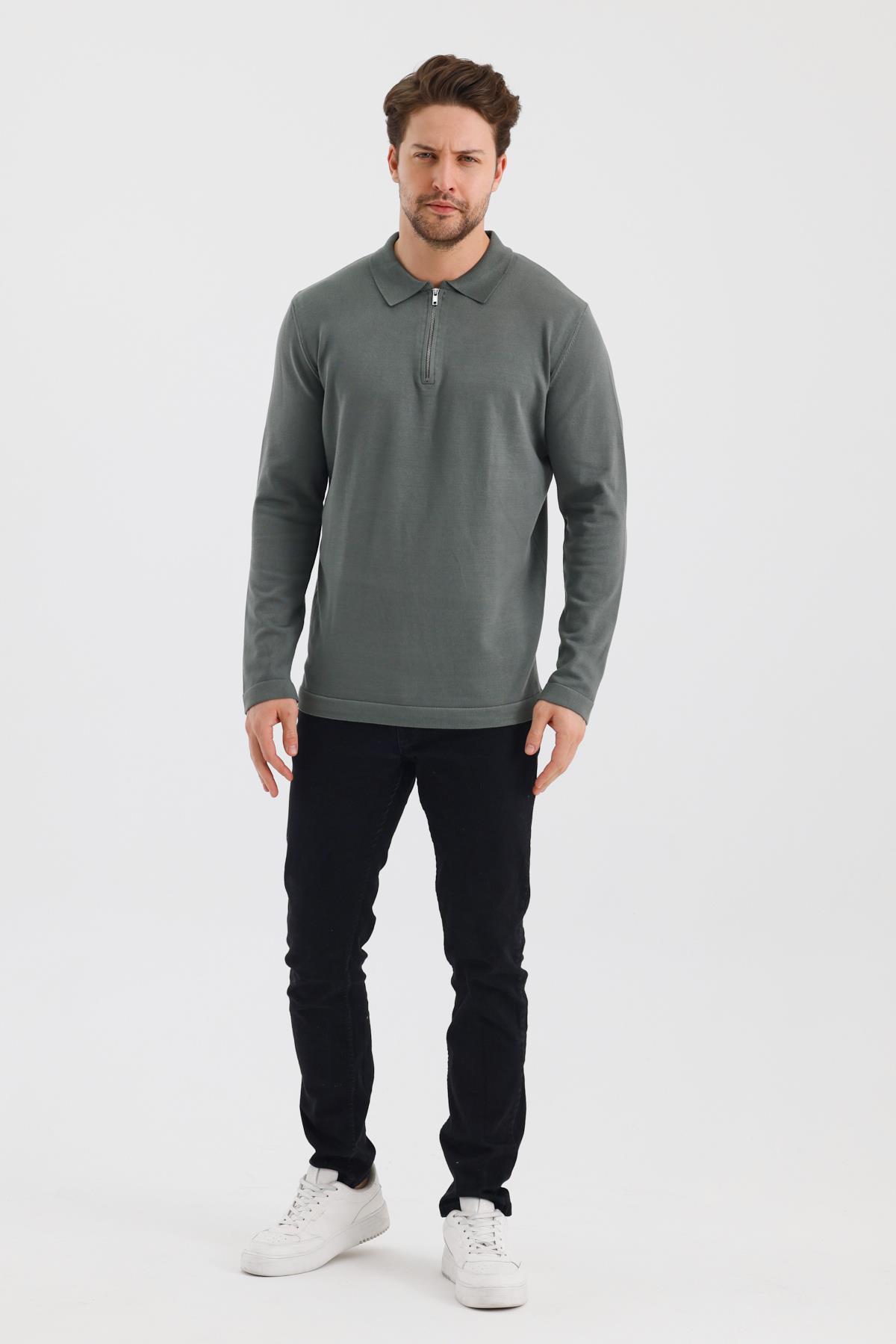 ALEXANDERGARDI FERMUARLI POLO YAKA REGULAR FİT KAZAK (E24-EZE-37)