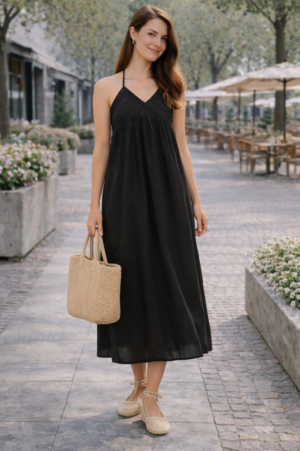 ALEXANDERGARDI Halter Yaka Brode Detaylı Maxi Elbise