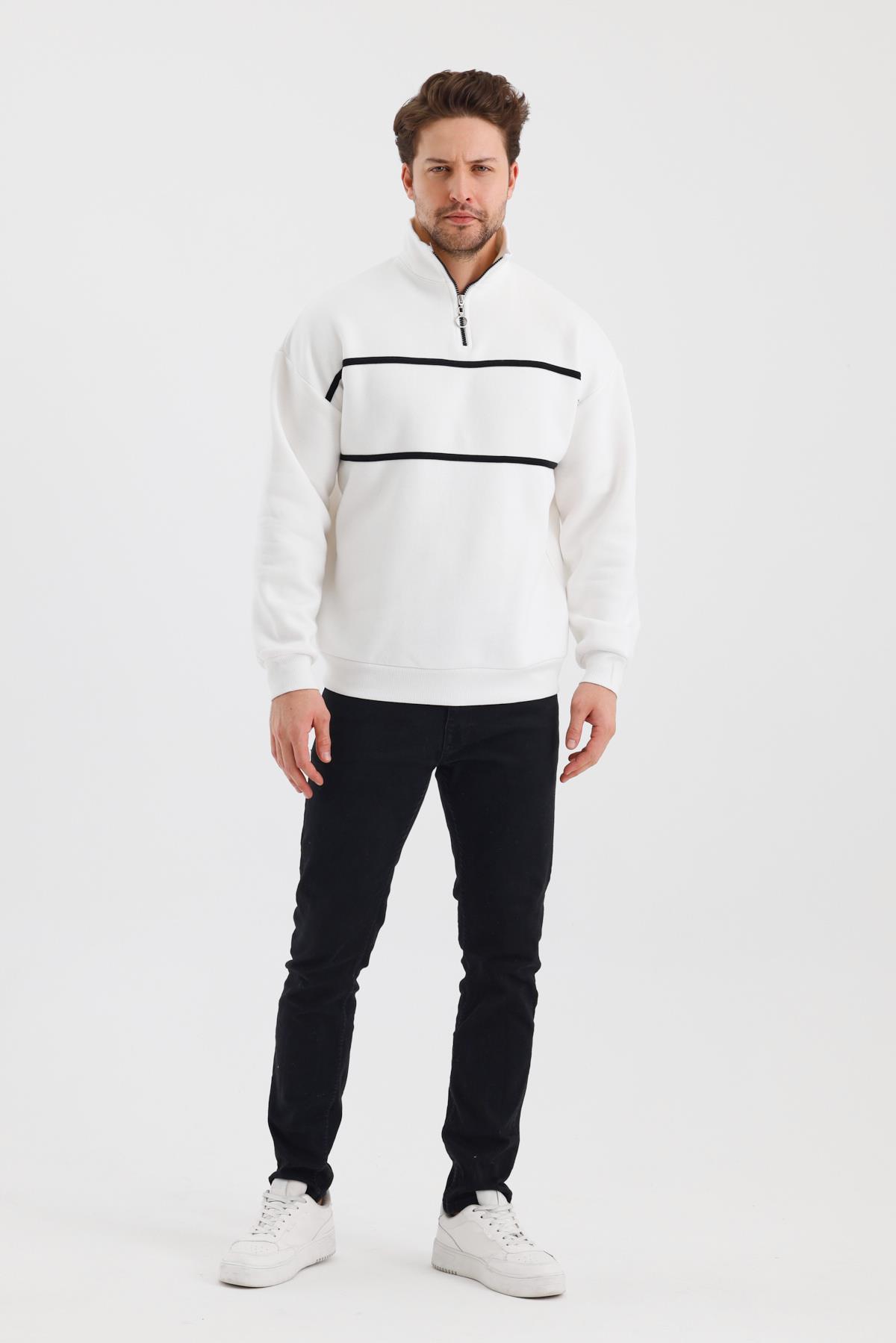 ALEXANDERGARDI İÇİ POLARLI ÇİZGİLİ SWEATSHIRT(E24-00172)