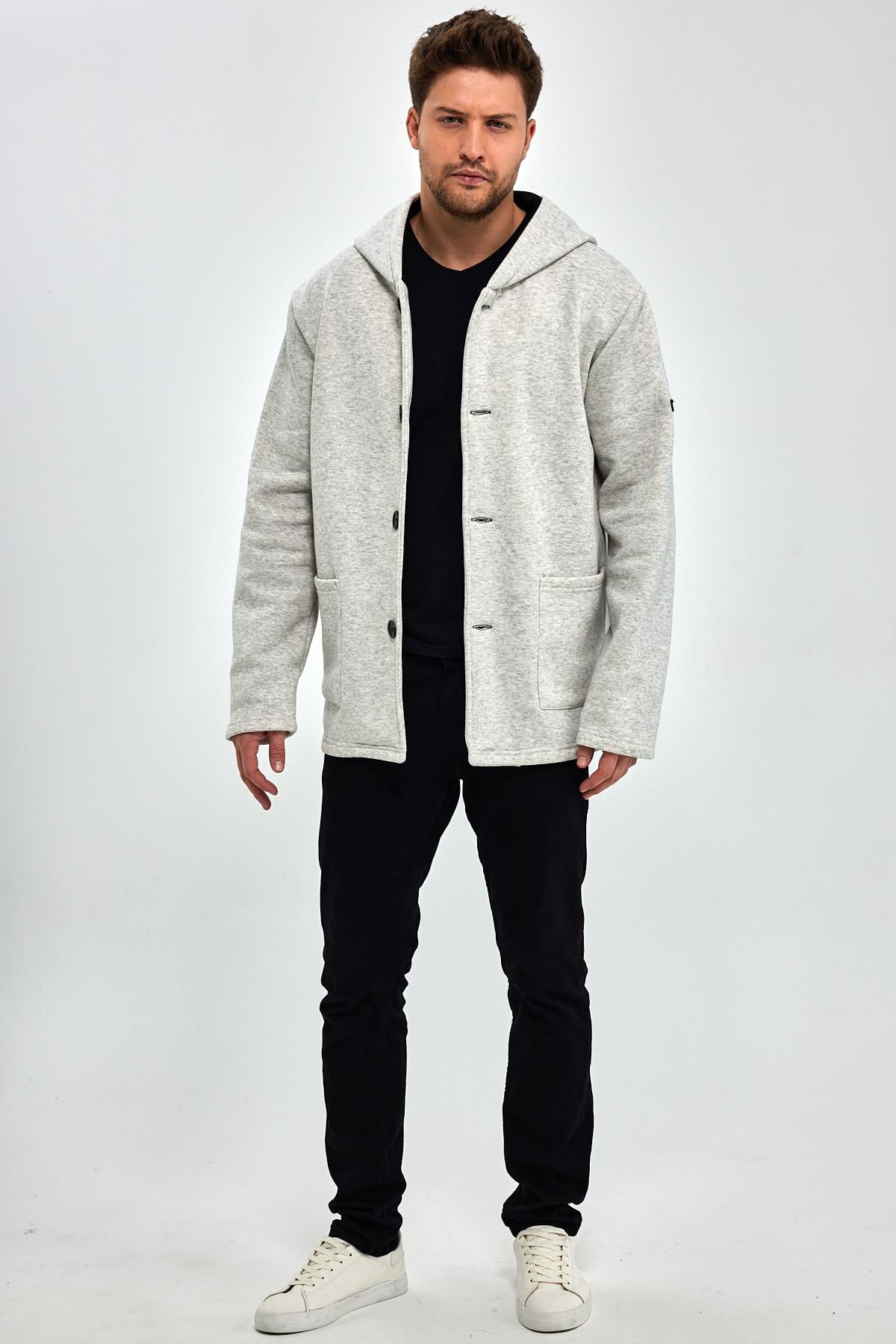 ALEXANDERGARDI KAPÜŞONLU İÇİ ŞARDONLU OVERSİZE HIRKA (E23-607 03)