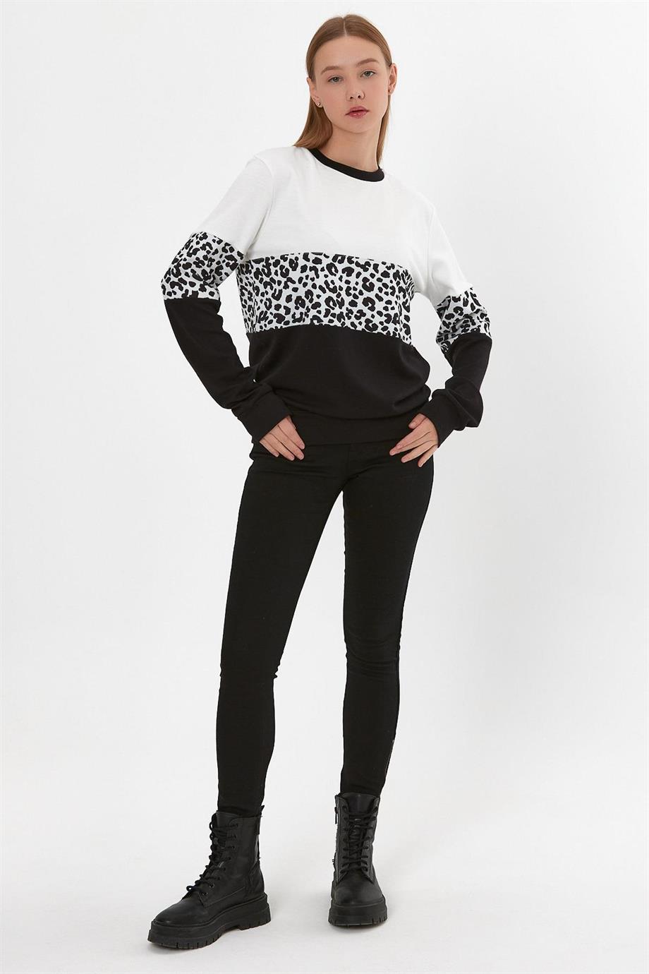 ALEXANDERGARDI LEOPAR DESENLİ SWEATSHİRT (B23-26500)