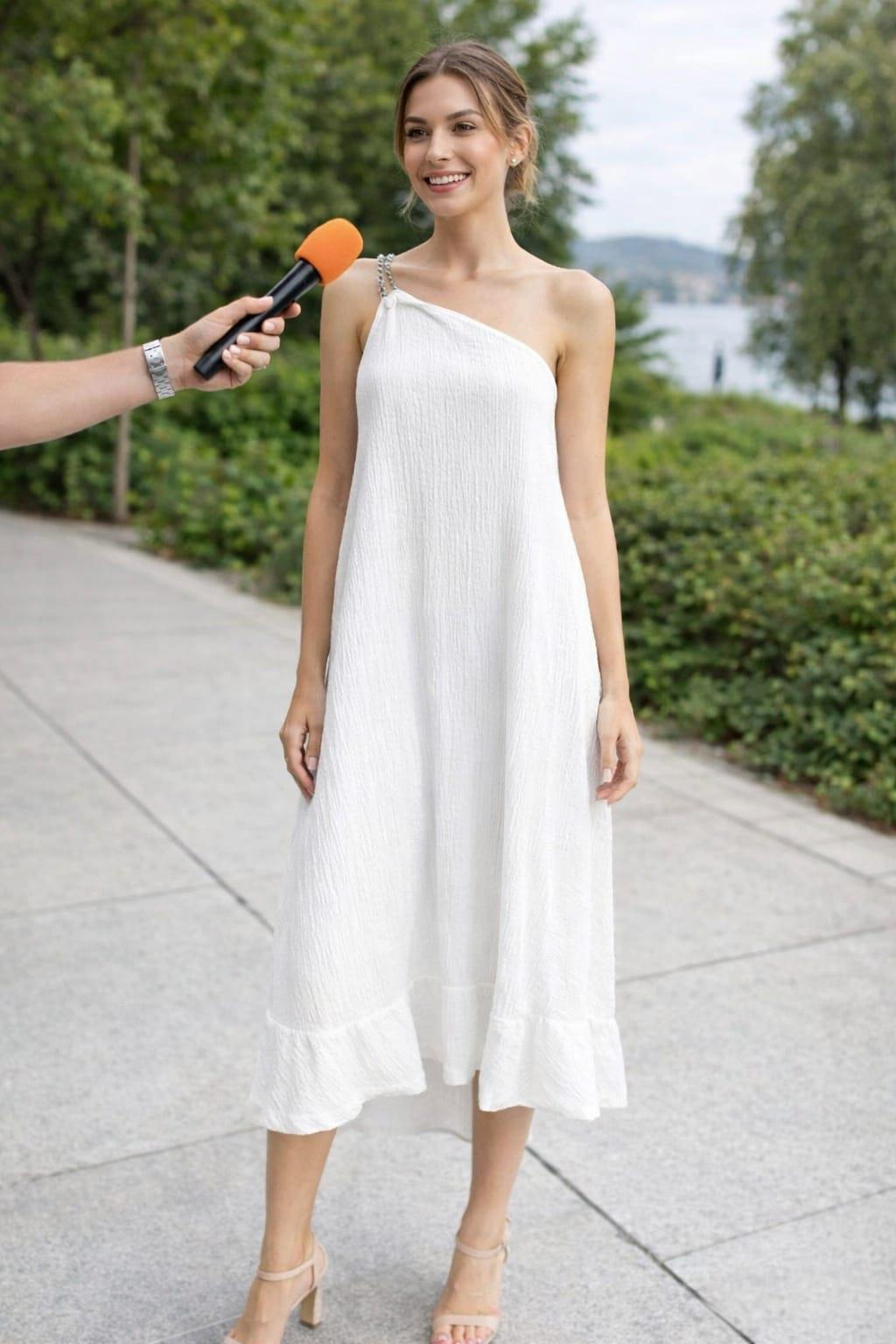 ALEXANDERGARDİ ZİNCİR ASKILI TEK KOL ELBİSE (B22-23600)