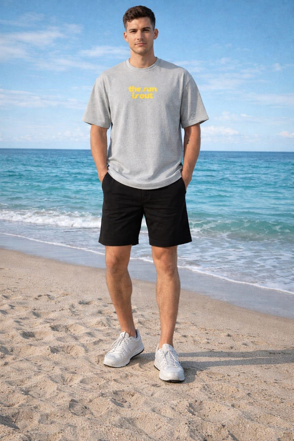 Bisiklet Yaka  3D Puf Baskılı Oversize T-shirt