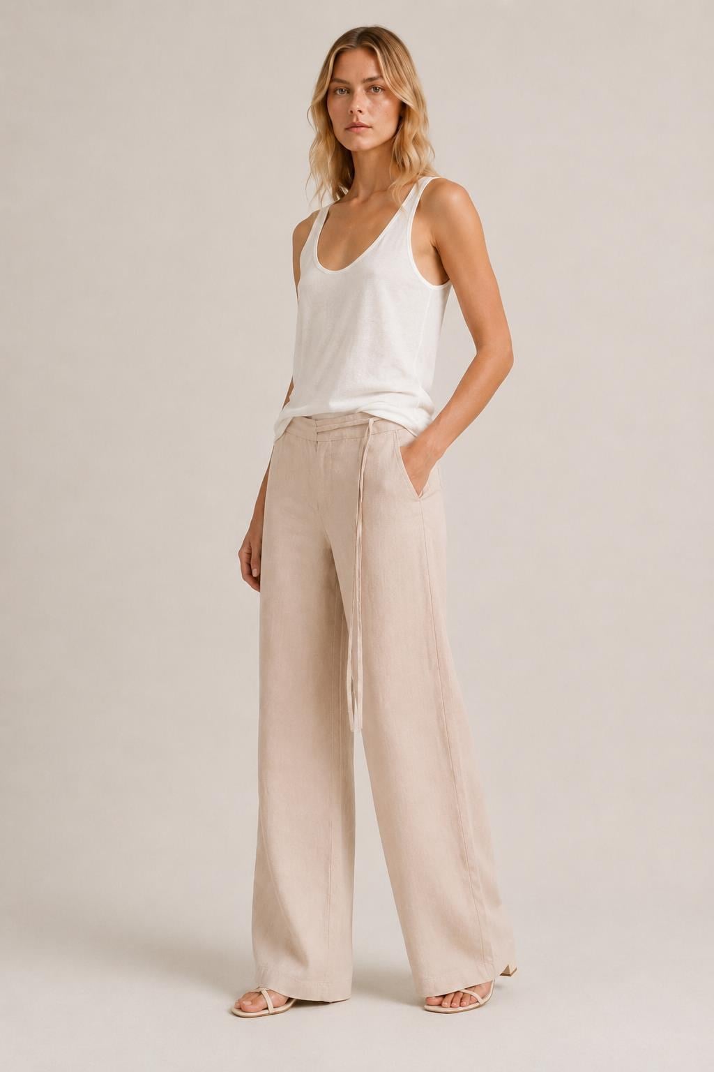 Keten Wide Leg Pantolon