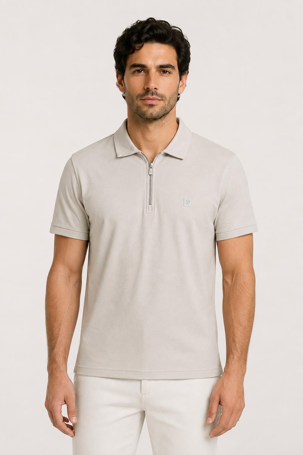 Kısa Kollu Fermuarlı Polo T-shirt