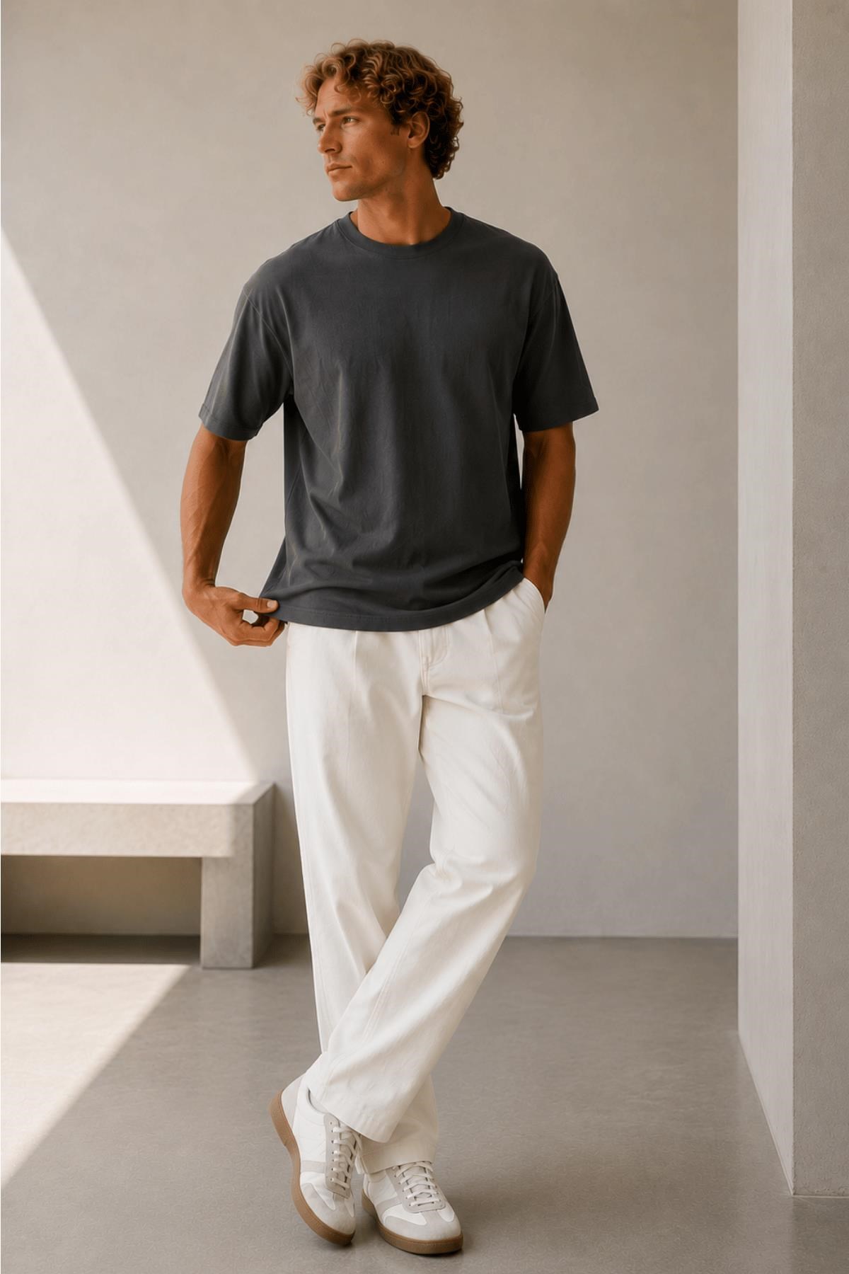 Oversize Bisiklet Yaka T-shirt 