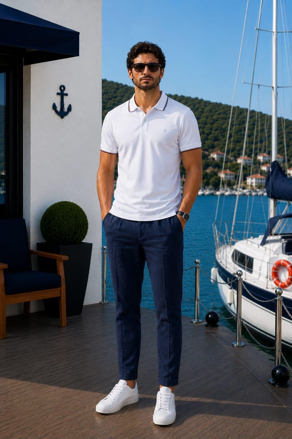 Polo Yaka Düğme Detaylı T-shirt
