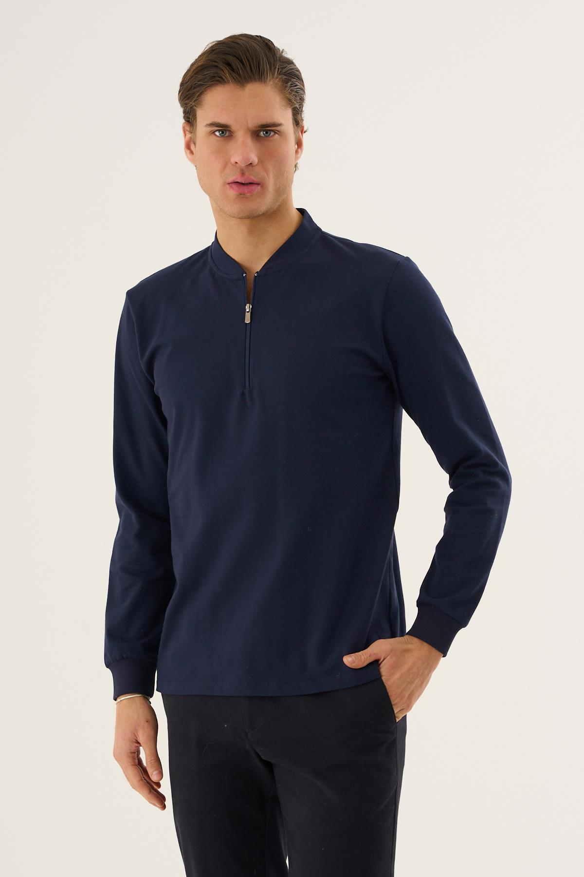Yarım Fermuarlı Erkek Sweatshirt