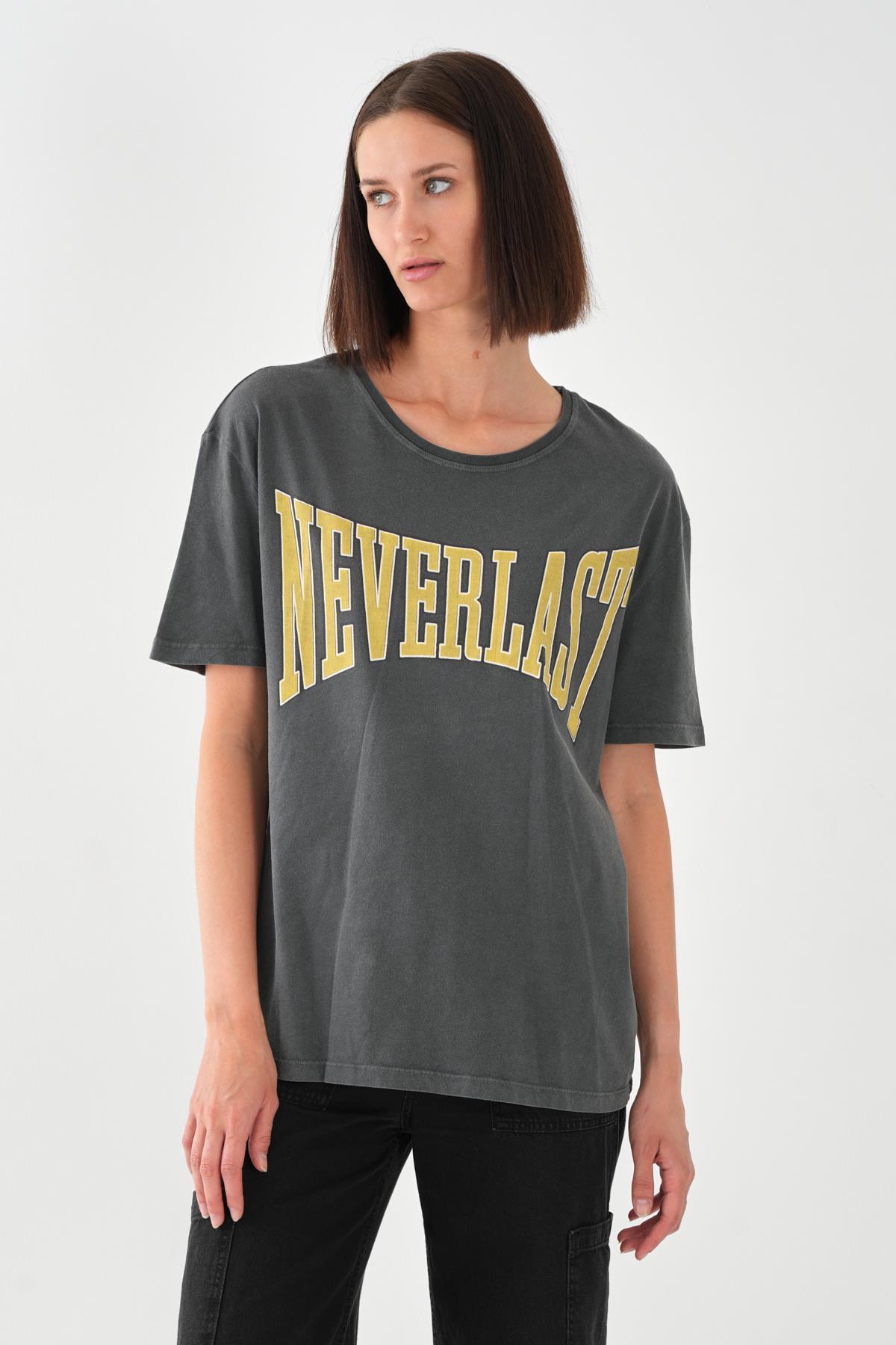 ALEXANDERGARDI Baskılı Antrasit Basic T-shirt