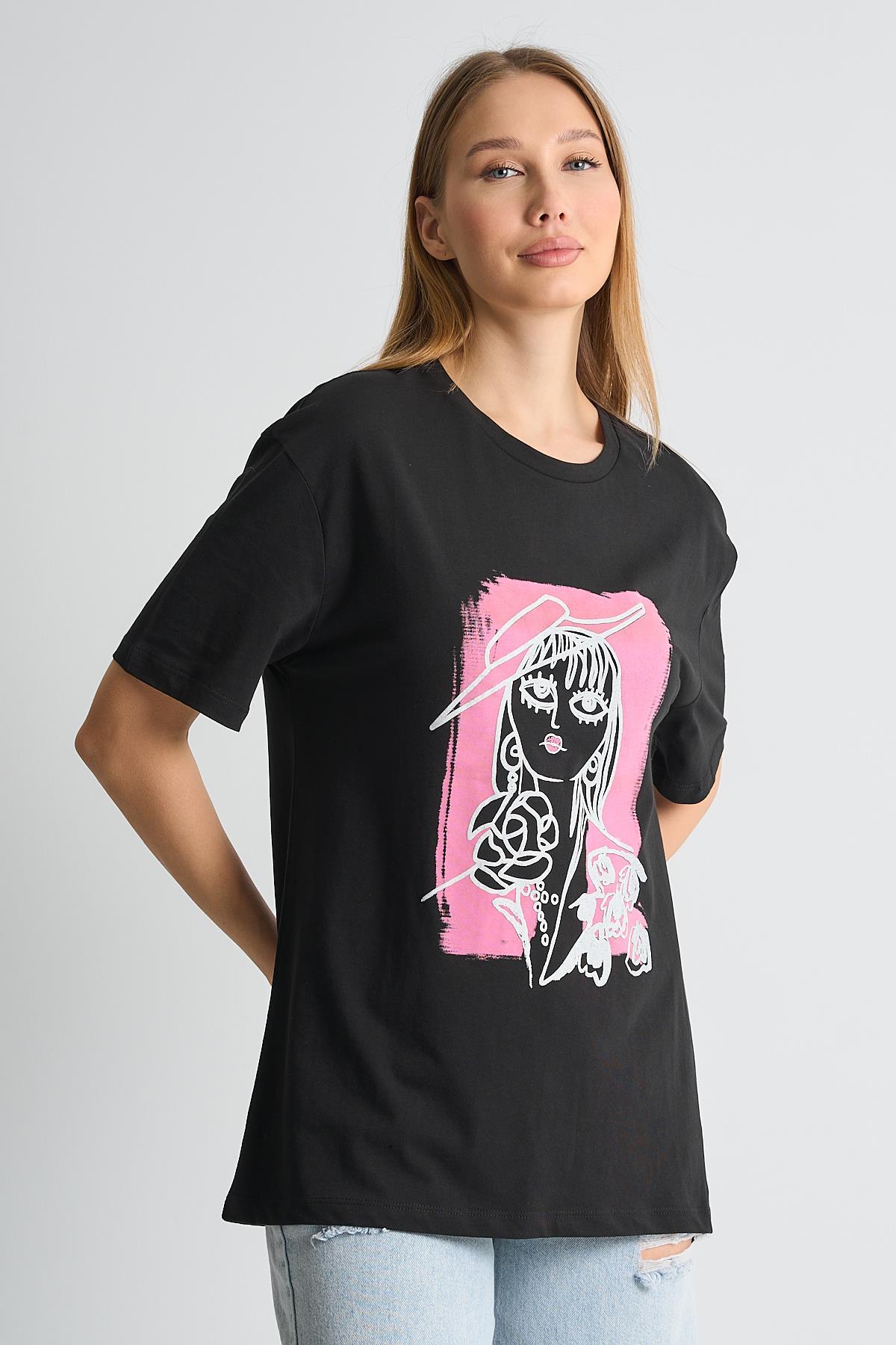 ALEXANDERGARDI Baskılı Bisiklet Yaka Kadın T-shirt