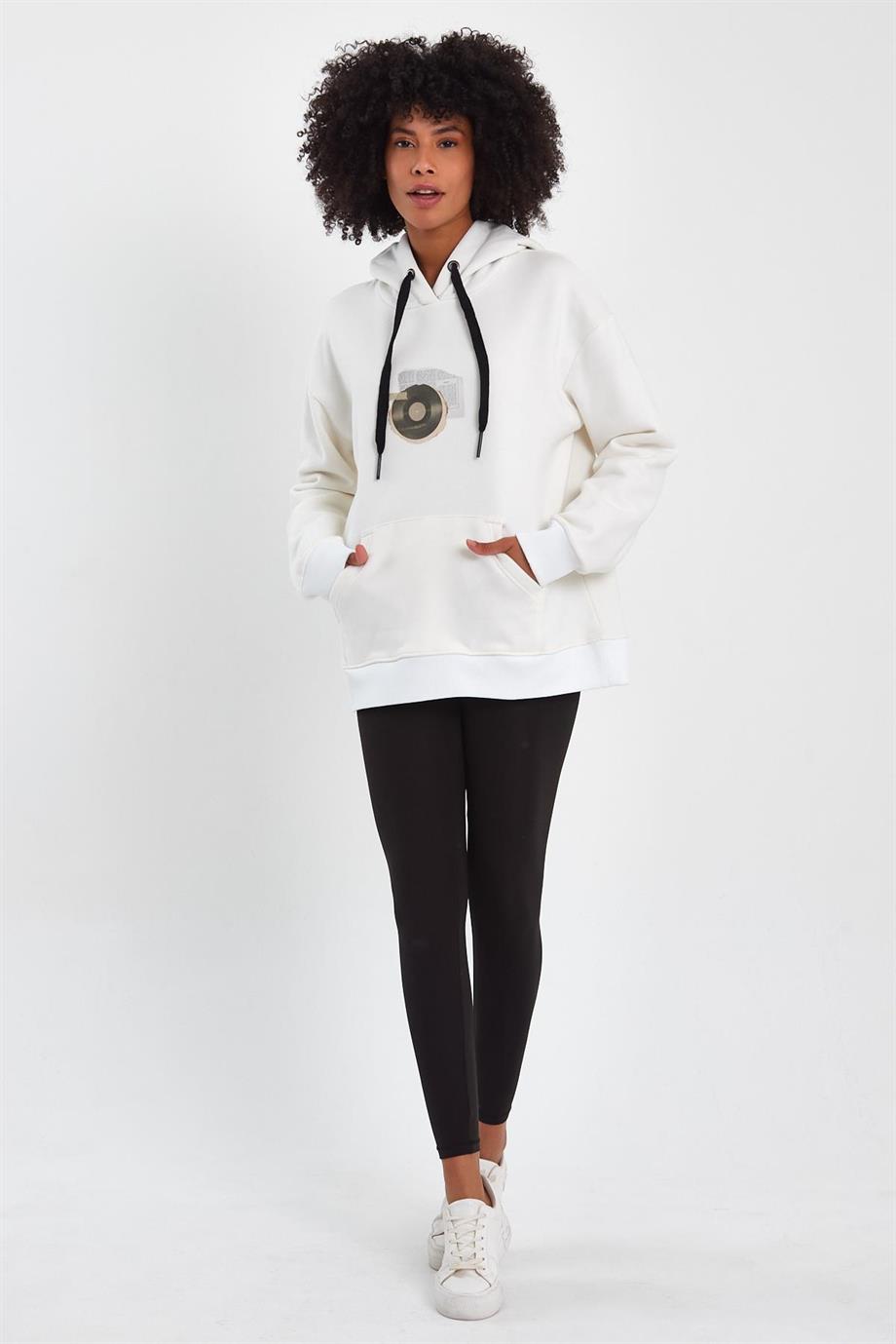 ALEXANDERGARDI BASKILI KAPÜŞONLU COMFORT FİT SWEATSHIRT (E22-757A-03)