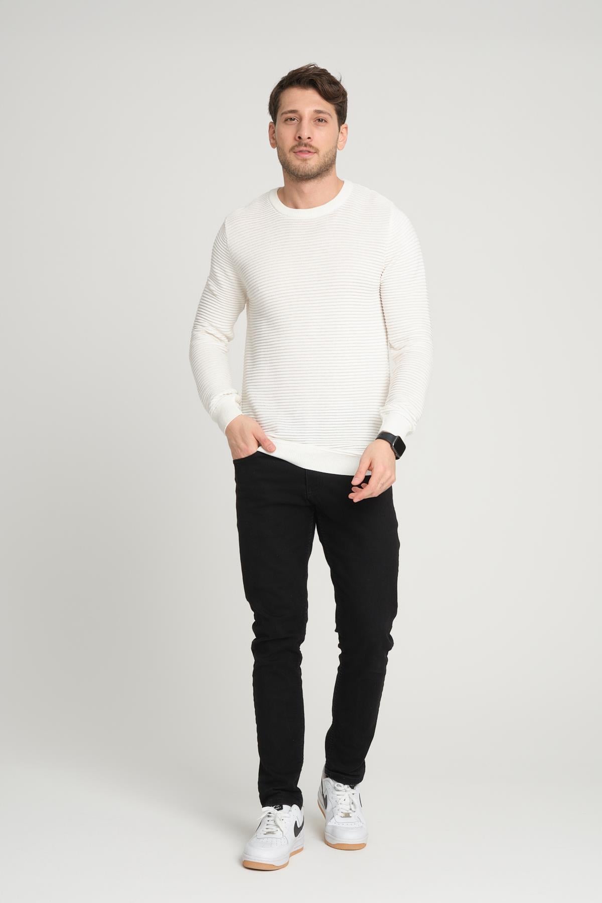 ALEXANDERGARDI BİSİKLET YAKA DESENLİ KAZAK(E24-1112)