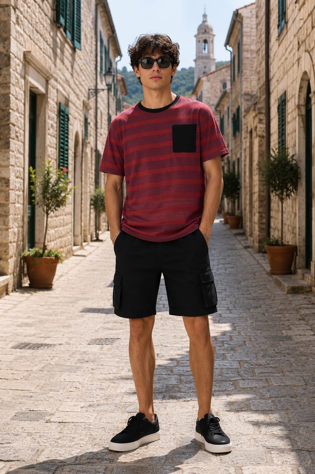 ALEXANDERGARDI Cep Detaylı Çizgili T-shirt