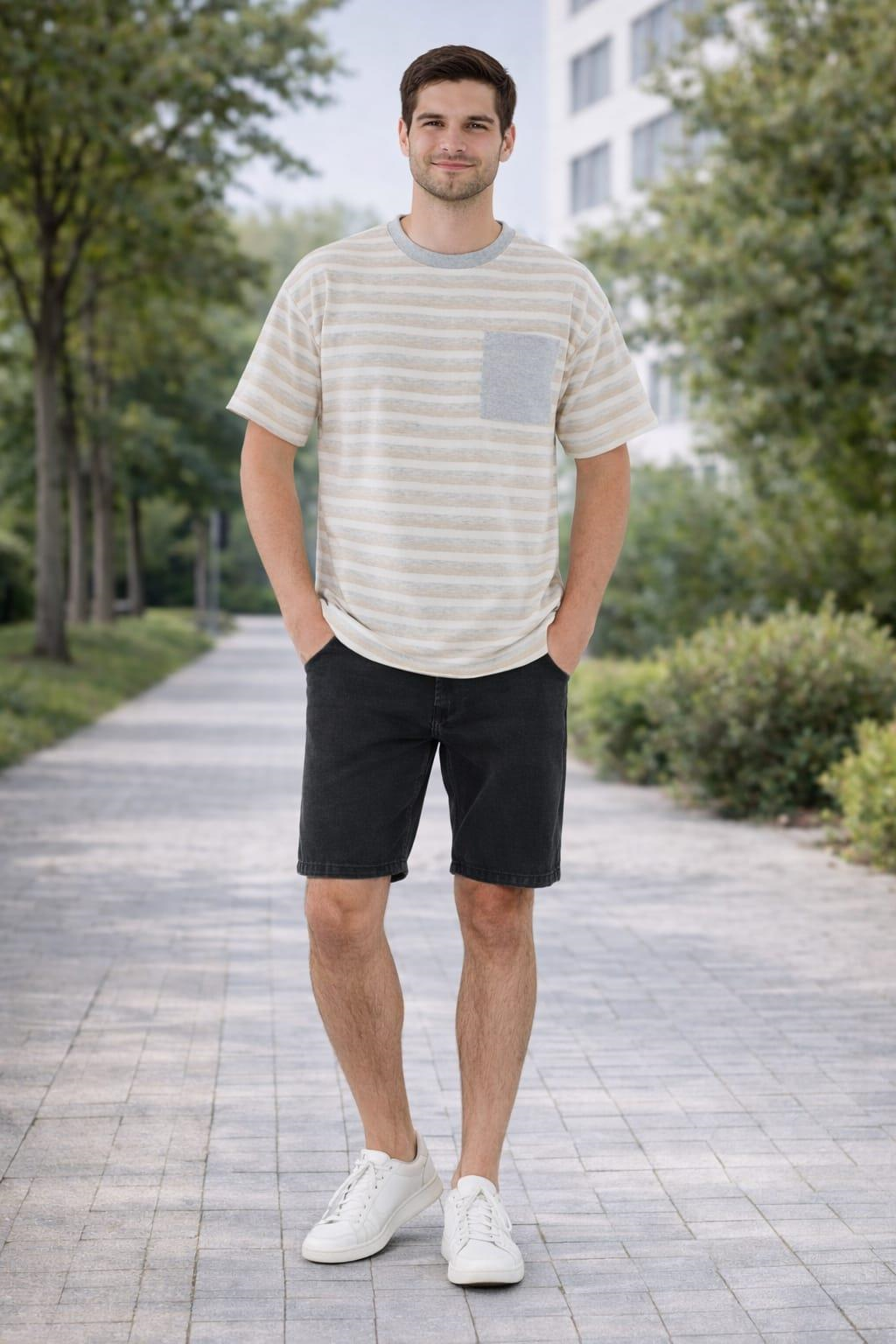 ALEXANDERGARDI Cep Detaylı Çizgili T-shirt