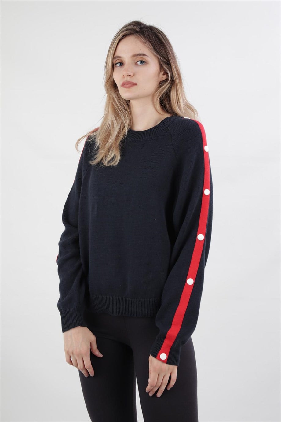 ALEXANDERGARDI ÇITÇITLI ŞERİT DETAYLI KAZAK, LACİVERT (AGCITCITLIKZK)