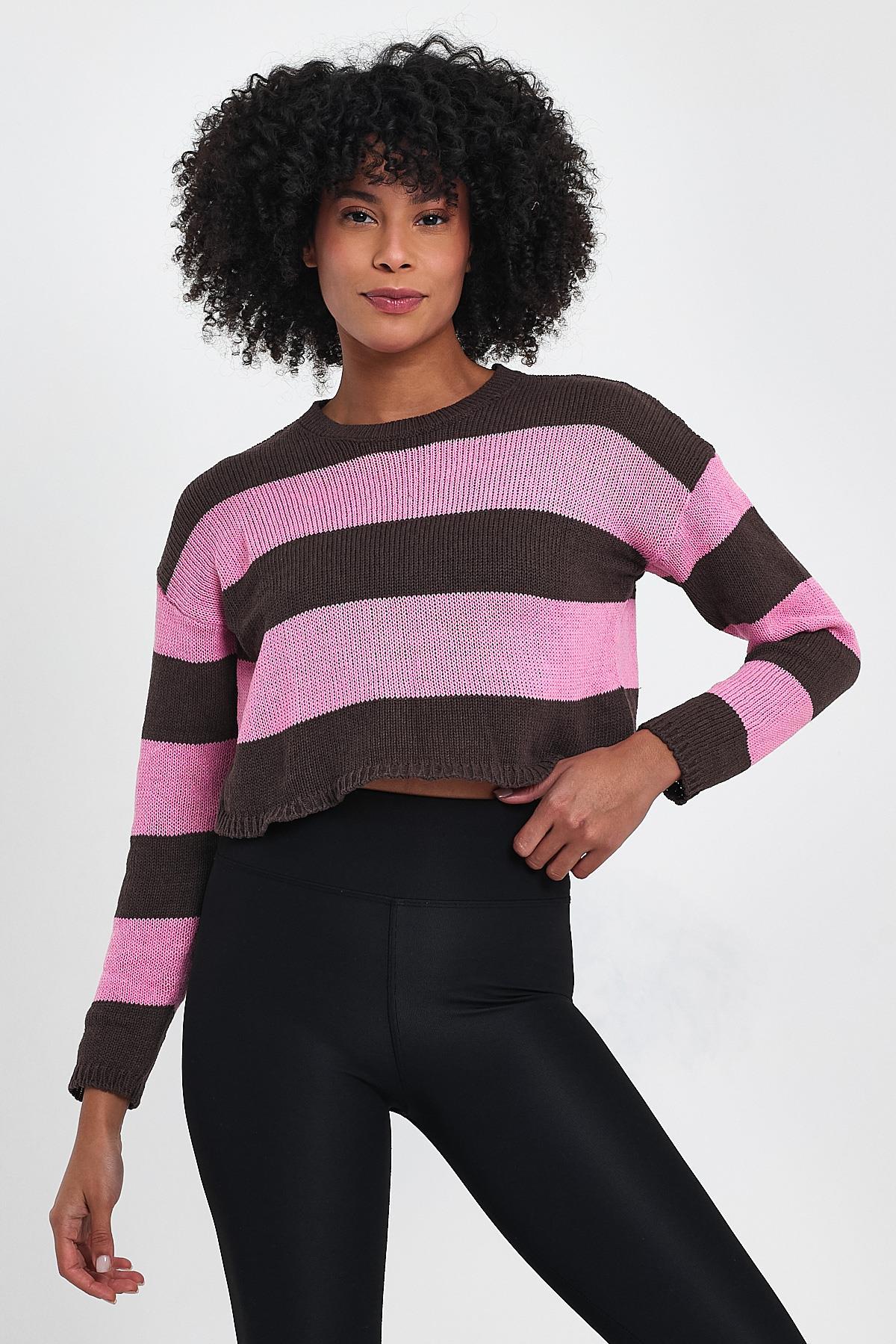 ALEXANDERGARDI ÇİZGİLİ CROP KAZAK (A92259-S)