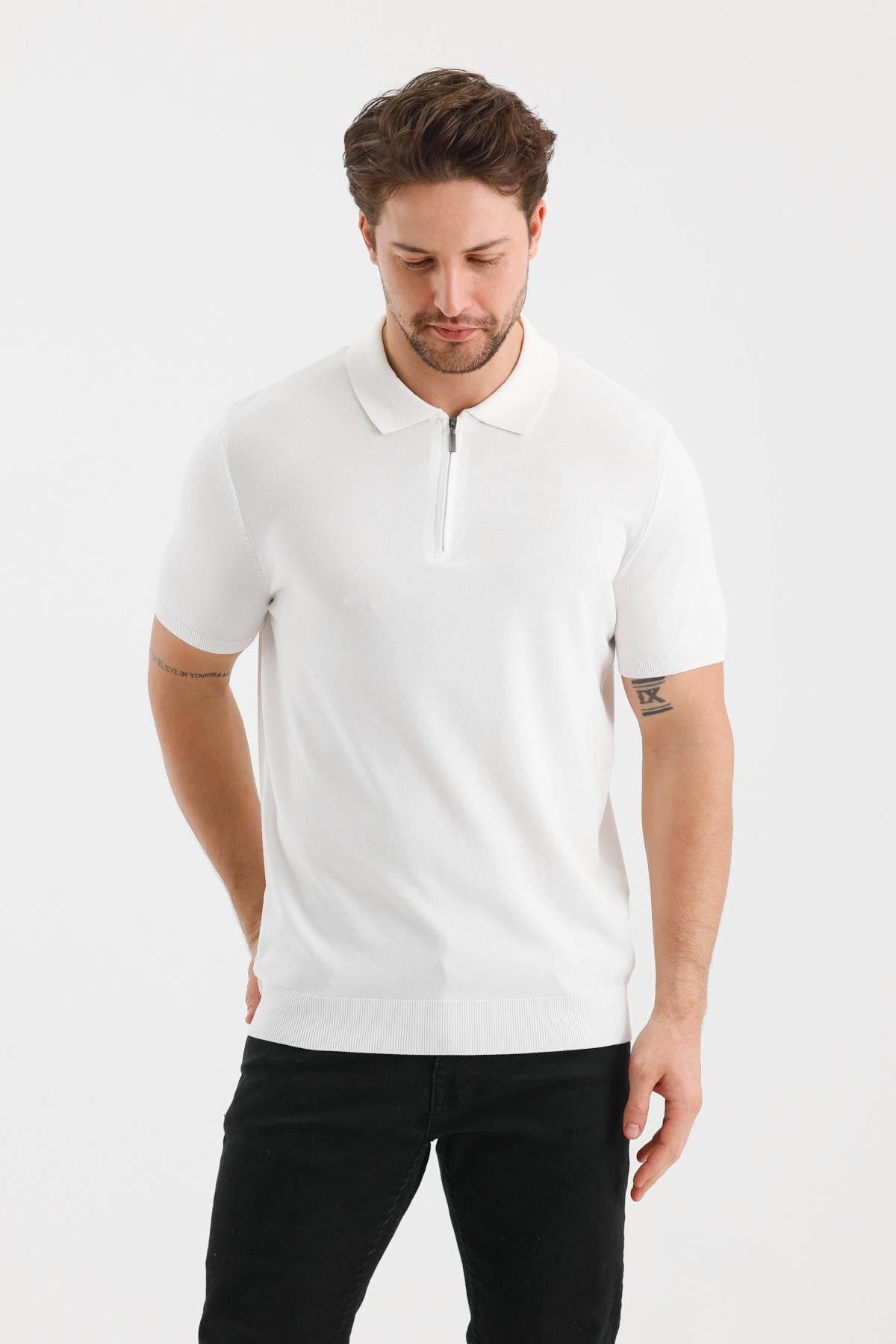 ALEXANDERGARDI ÇİZGİLİ POLO YAKA REGULAR FİT T-SHIRT (E24-EZE-32)