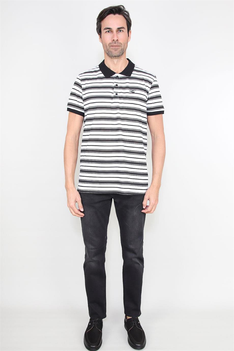 ALEXANDERGARDI ÇİZGİLİ POLO YAKA SLİM FİT T-SHIRT (E20-PL TS 01)